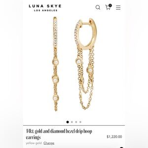 Luna Skye 14k Gold and diamond hoop earrings